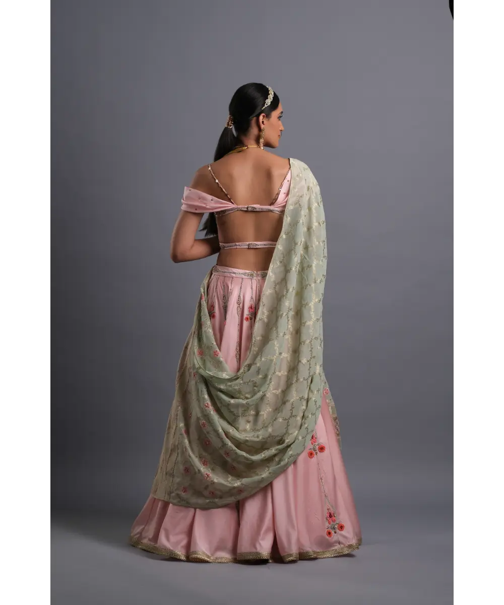 AASTHA SOOD - Sea foam green Banarasi Blouse Embroidered